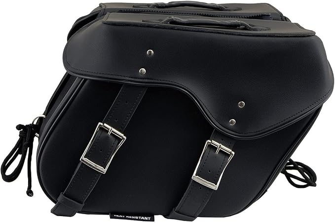 Milwaukee Leather SH55201ZB Black Large PVC Zip-Off Throwover Motorcycle Saddlebags - One Size