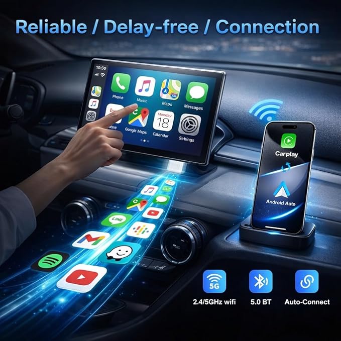 New Smart Wireless CarPlay Adapter for Apple iPhone – Slim & Super Small USB Dongle, Converts Wired CarPlay to Wireless, Stable Connection, Compatible with OEM Wired CarPlay Vehicles & iOS 10+ (White)