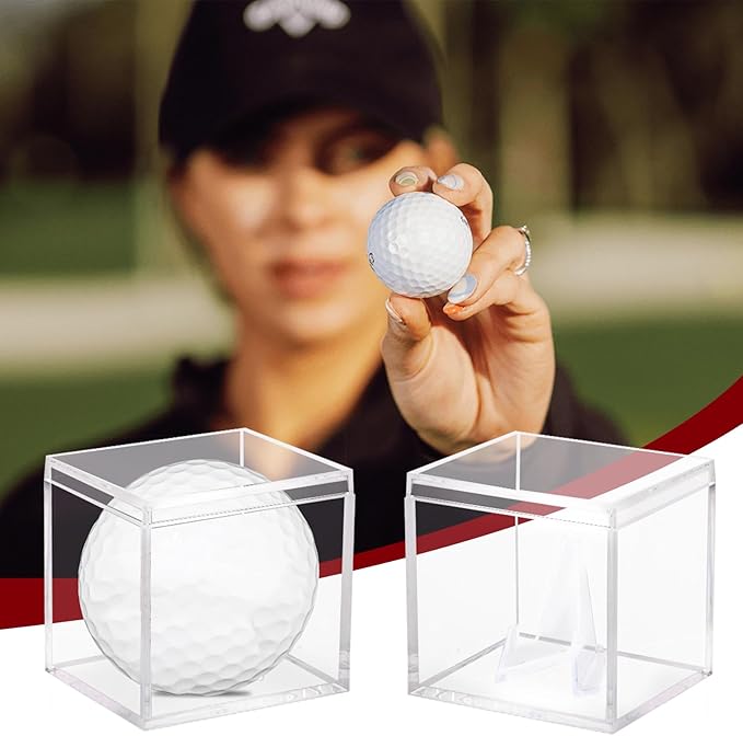 4 Pack Championship Ring Display Case Clear Acrylic Ring Case Display Box for Sports Baseball Softball Football Basketball Single Ring Coin Holder Stand, 2.16 Inch