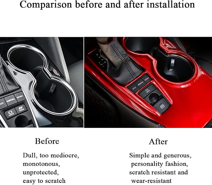 Rifoda for 2018 2019 2020 2021 2022 Toyota Camry ABS Accessories Center Console Gear Shift Panel Cover Fit for Carmy LE SE TRD SE-Nightshade Editon Interior Trims Red