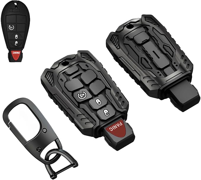 Heavy Duty Zinc Alloy Key Fob Cover, Accessories, Key Fob Case, Keychain Compatible with 2008 2009 2010 2011 2012 2013 2014 2015 2016 2017 2018 Dodge Ram 1500 2500 3500