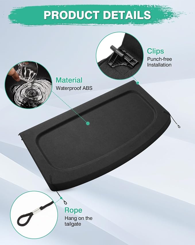 Powerty Cargo Cover for 2009-2016 2017 Volkswagen VW Tiguan Accessories Trunk Cover Trunk Shielding Shade Cargo Luggage Cover Black (Can Withstand The Load)