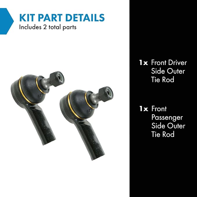 TRQ Outer Driver and Passenger Side Tie Rod Set 2 Piece Compatible with 98-04 Mercedes-Benz SLK230 01-04 Mercedes-Benz SLK320 98-03 CLK320 99-03 CLK430