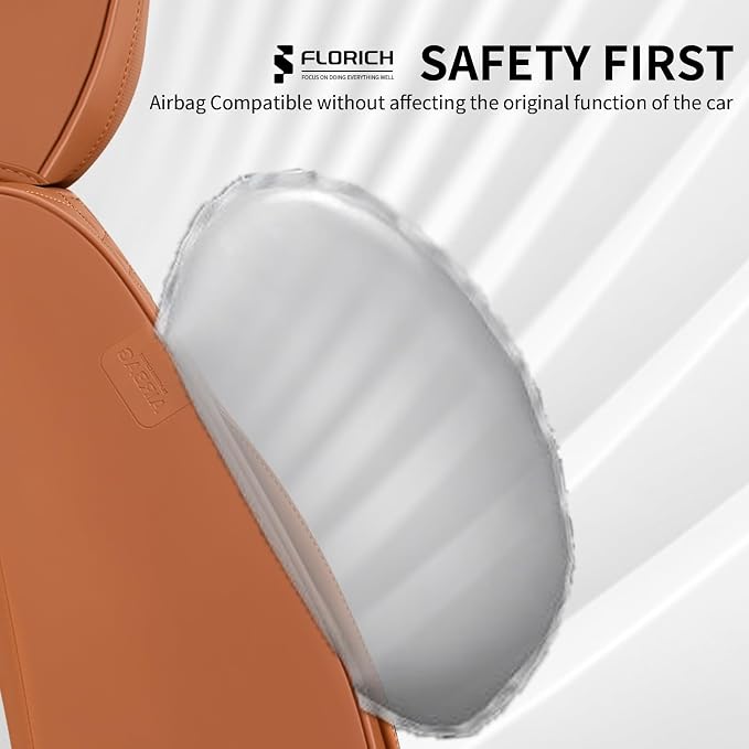 FLORICH Car Seat Covers for Front Seats, Universal Seat Cushion 2 Seats, Car Seat Protector Waterproof, Premium Leather Automotive Seat Covers for Most Cars, Sedans, SUVs, and Trucks-Brown