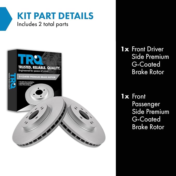 TRQ Front Brake Rotor Set G Coated Vented Compatible with 2007-2009 Mercedes-Benz ML320 2006-2011 ML350 2010-2011 ML450 2007-2009 R320 2006-2012 R350 2006-2007 R500