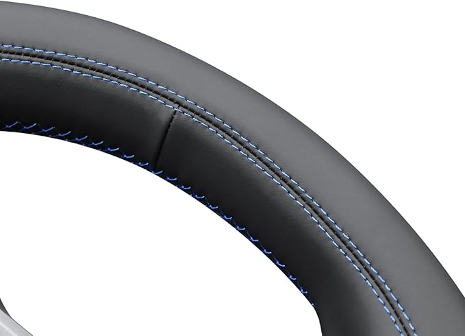 MEWANT Hand Stitch Black Smooth Faux Leather Steering Wheel Cover Wrap for Tesla Model Y 2020-2023 Model 3 2017-2023