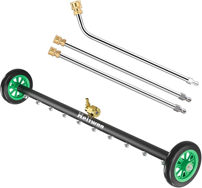 Undercarriage Pressure Washer Attachment, Upgrade 35 Inch Power Washer Water Broom with 10 Nozzles, Dual-Function Underbody Car Wash Surface Cleaner with 3 Pieces Extension Wand- 4000PSI