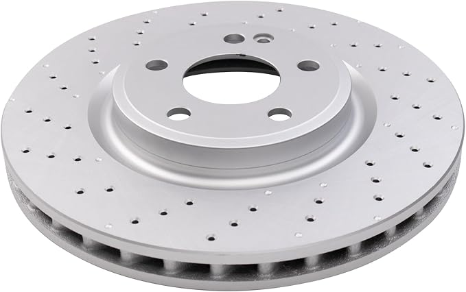 TRQ Front Brake Rotor Set Coated Drilled Compatible with 2014-2019 Mercedes-Benz CLA250 with Sport Package 2015-2020 GLA250 with Sport Package