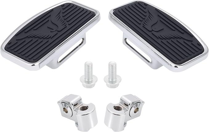 Motorcycle Rider Footboard Front Footpegs for Indian Scouts/Sixty/Bobber 2015-2024, Aluminum Anti-Slip Wide Foot Pegs Footrest Driver Floorboards Motorbike Highway Parts (Chrome-Eagle)