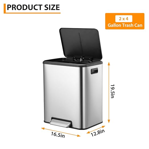 2 x 4 Gallon, Double Trash Can