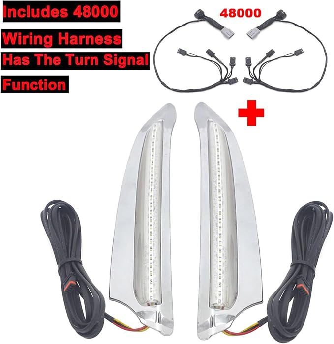 Motorcycle LED Lights Vent Trim Turn Signal Led Fits Honda Goldwing GL1800 F6B 2018 UP 2019 2020 2021 Motorbike NAV Lighting with 48000 Wiring Harness (Silver)