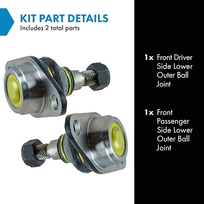 TRQ Front Lower Driver and Passenger Side Ball Joint Set Compatible with 2007-2008 Mini Cooper Convertible 2002-2006 Cooper