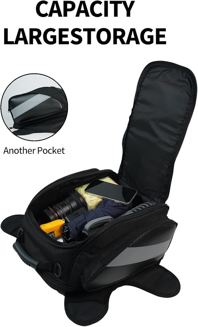 Motorcycle Tank Bag Universal Waterproof Oxford Fabric with Strong Magnetic，Magnetic Tank Bag, fits Harley Davidson, Indian, Honda, Yamaha, Suzuki and more