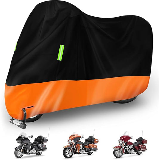 Waterproof Motorcycle Cover Replace for Harley Davidson Touring Road Glide Limited/Ultra Limited with Anti-Theft Lock Hole for Outdoor Rain Snow Protection (101 to 108inches, with Trunk)