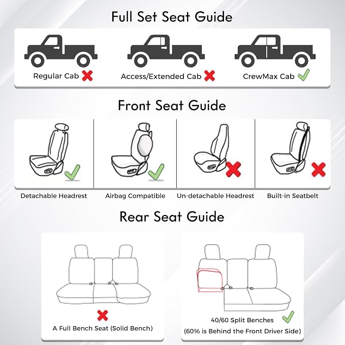 Huidasource Tundra Seat Covers, Front & Rear Leather Car Seat Cover, Waterproof Car Seat Cushion Protector Fit for 2014-2021 Toyota Tundra CrewMax Pickup Truck (Full Set/Black)
