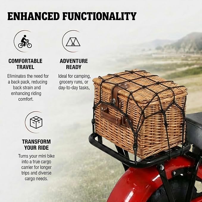 Heavy-Duty Rear Rack for Massimo Baja MB200 Warrior WR65, Mini Baja, Baja Heat, Baja Carbon 6.5 196cc HT65, MB165, 200lbs Load Capacity, Durable Design, Extended Axle & Installation Kit