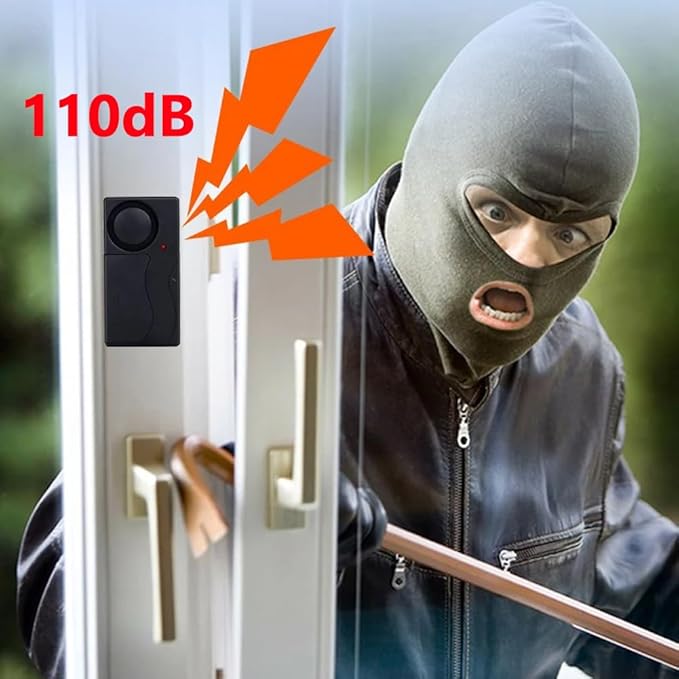 Mengshen Wireless Anti Theft Vibration Door Window Alarm Motion Sensor with 2 Remote Control Burglar Alarm for Bicycle EBikes Scooter Car 110dB Loud (4 Sensors with 2 Remote Control)