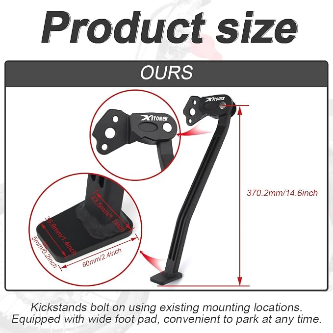 Xitomer Dirt Bike Kickstand Compatible with YZ250F YZ450F 2006 2007 2008 2009 Motorcycle Side Stand Foot Side Support