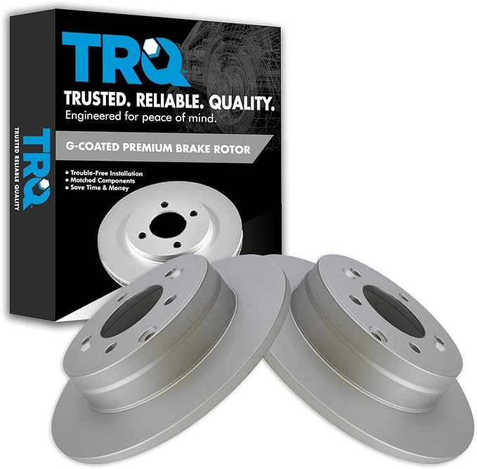 TRQ Rear Brake Rotor Set G Coated Solid Compatible with 2006-2019 Hyundai Sonata 2010-2017 Azera 2016-2018 Tucson 2014-2016 Kia Cadenza 2011-2020 Optima