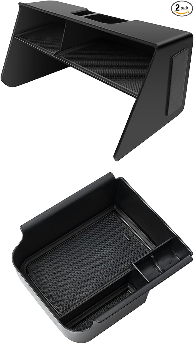 CDEFG 2Pcs for 2026 VW Golf Center Console Organizer for 2020-2025 2026 Volkswagen Golf R GTI Accessories Middle Console Organizer Armrest Storage Box