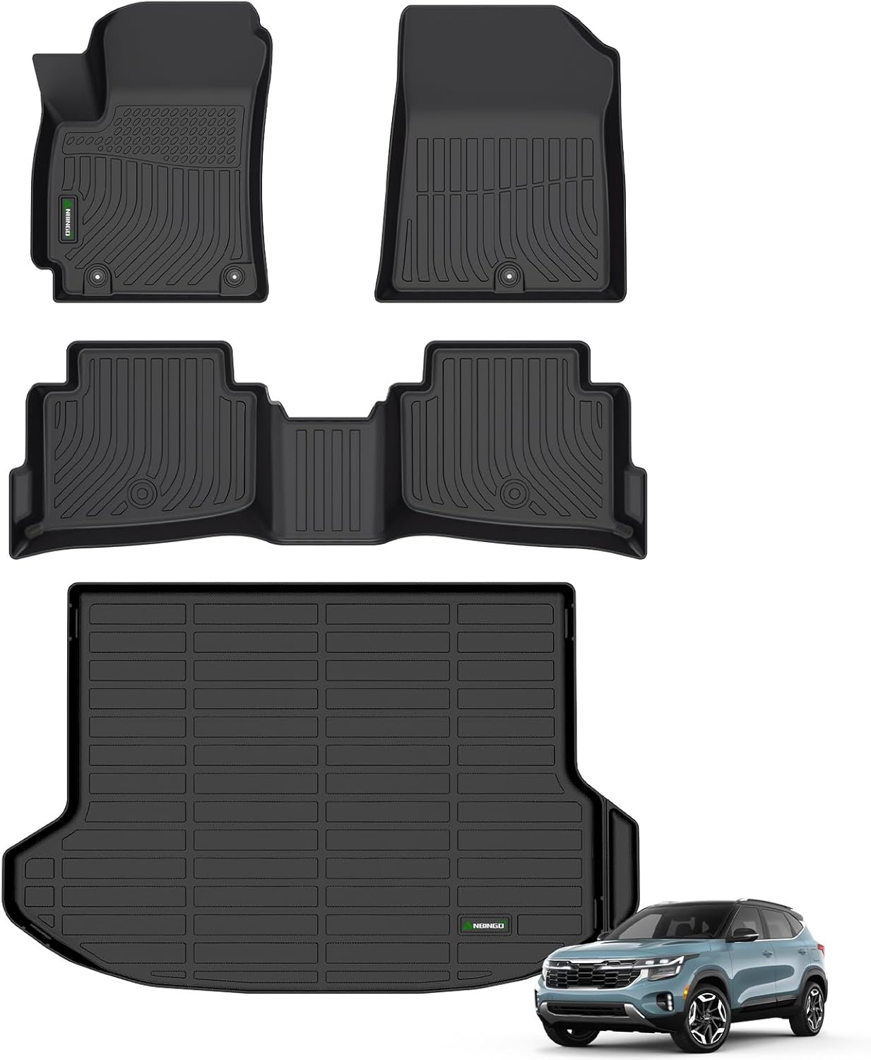 ANBINGO® Floor Mats & Cargo Liner for Kia Seltos 2024 2025 2026, TPE All Weather Car Mats 2024 2025 2026 Seltos S, LX, SX, X-Line, Cargo Tray in The Highest Position (Only for U.S.A. and Canada)