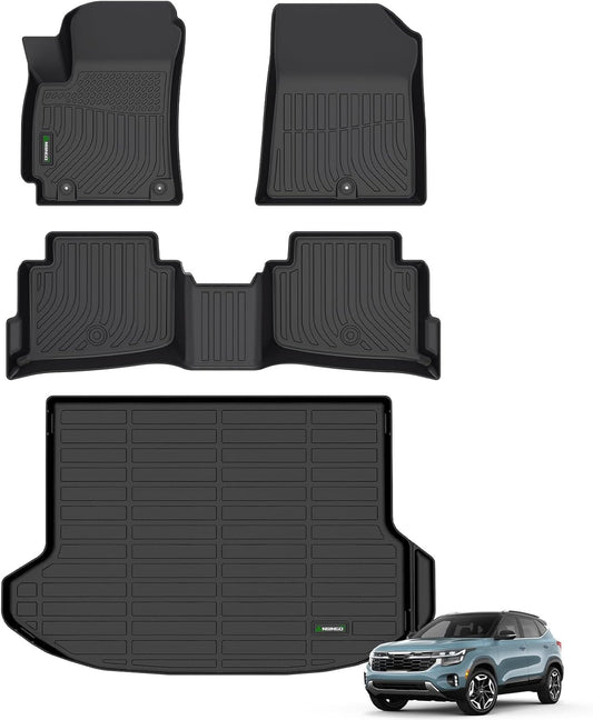 ANBINGO® Floor Mats & Cargo Liner for Kia Seltos 2024 2025 2026, TPE All Weather Car Mats 2024 2025 2026 Seltos S, LX, SX, X-Line, Cargo Tray in The Highest Position (Only for U.S.A. and Canada)