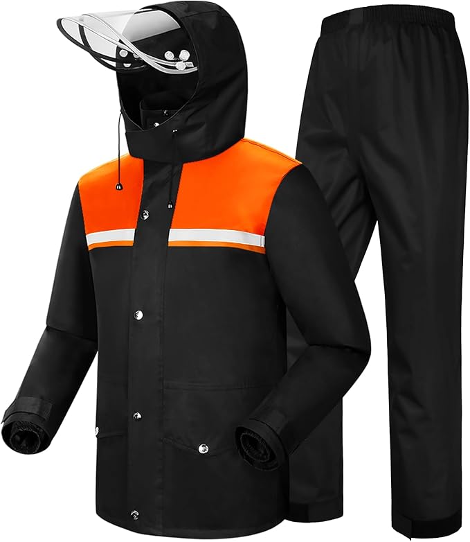 iCreek Rain Suit Waterproof Jacket and Pants Hi Vis Raincoat for Men and Women Reflective Outdoor for All-Sport Work