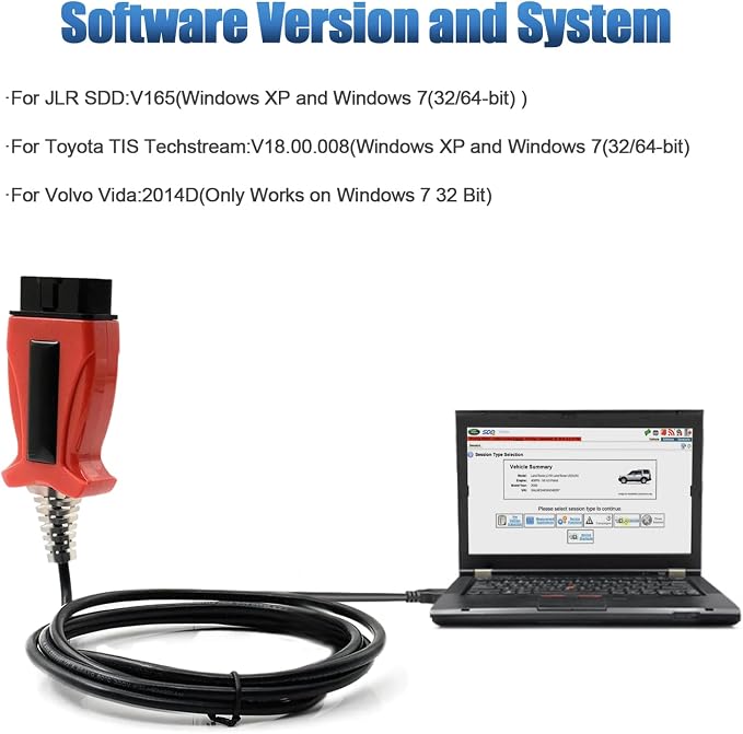 OBD2 Diagnostic Scanner for JLR SDD Cable,JLR SDD J2534 V165 for Jaguar for Land Rover from 2005-2017,for Volvo VIDA 2014D,for Toyota TIS Techstream V18.00.008 3-in-1 OBDII Auto Diagnostic Tool