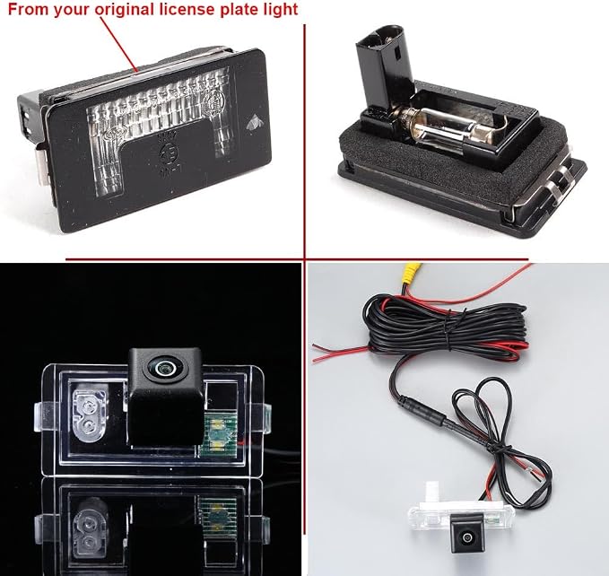 HD Backup Camera for Car, Waterproof Rear-View License Plate Reverse Parking Camera, for BMW 7er E38 725tds 728i 730d 730i 735i 740d 740i 750i/5er E34 M5 Touring 518g 518i 520i 525i 530i 540i