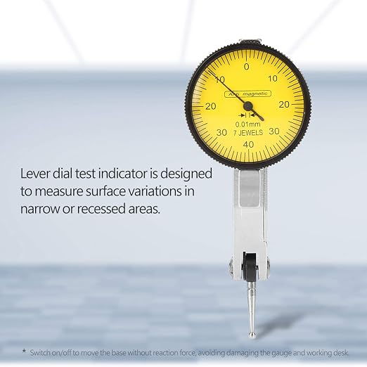 Dial Indicator,Flexible Strong Magnetic Stand Base Holder + Lever Dial Test Indicator for Surface Measuring