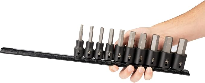 TEKTON 1/2 Inch Drive Hex Impact Bit Socket Set, 10-Piece | SIB92100