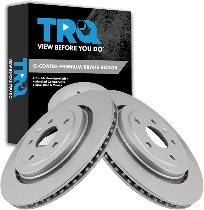TRQ Rear Brake Rotor Set G Coated Vented Compatible with 2016-2019 Cadillac ATS 2016-2022 Chevrolet Camaro