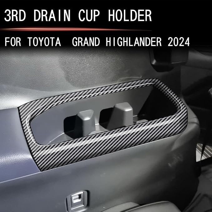 2Pcs Third Row Cup Holder Panel Cover Compatible with Toyota Grand Highlander 2024 2025 2026 Fit for 2024-2026 Grand Highlander ABS Accessories(Wood Grain)