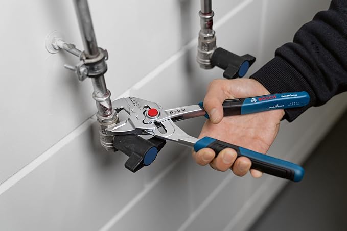 Bosch Professional Pliers Wrench (250 mm, 2K Soft Grip, Chrome-Vanadium Steel)