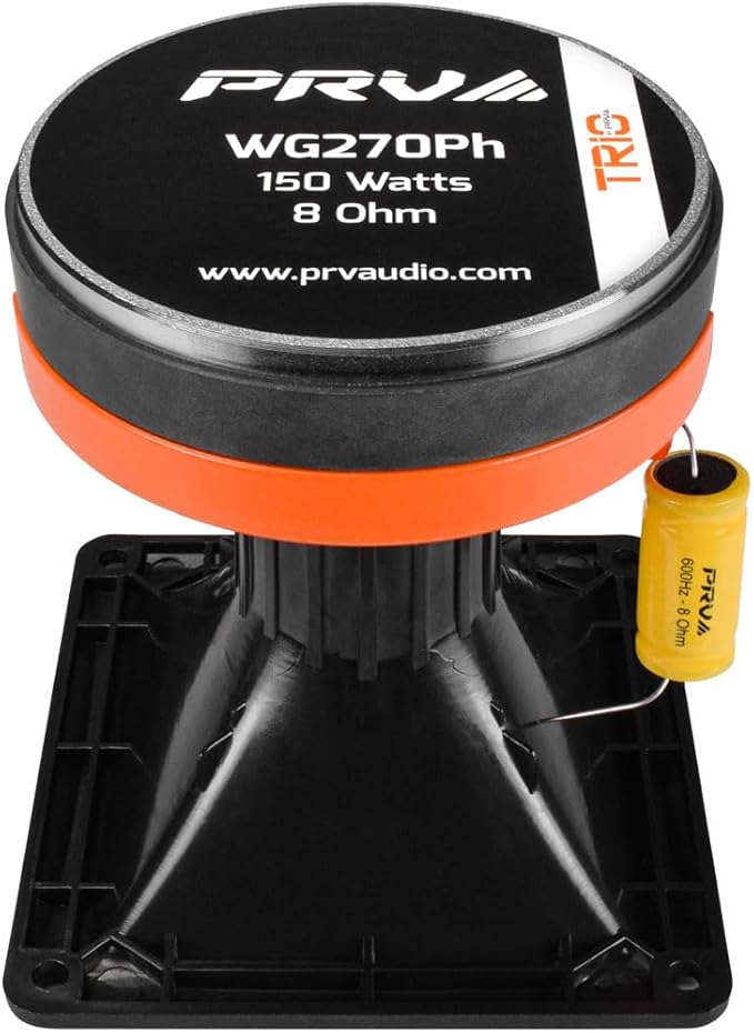PRV AUDIO WG270Ph Horn Driver - 1" Exit Phenolic Compression Driver 150 Watts 8 Ohm 106.5 dB with Compact 60° x 60° Exponential Horn for Car Audio