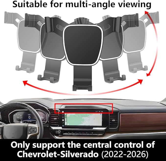 Car Phone Holder Center Console Organizer For Chevrolet Silverado 1500 2022-2026，2500HD 3500HD 2024-2026，GMC Sierra 1500 2022-2026【13.4" Screen】Auto Accessories Interior Decoration Cell Mount case