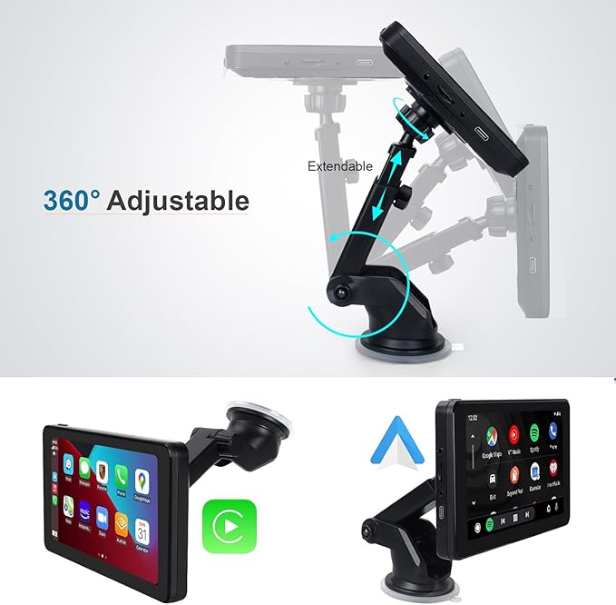 Apple Carplay Screen for Car, 7" HD Portable Car Stereo Touch Screen for Apple Carplay & Android Auto, Audio Receivers with Voice Control, Mirror Link, Bluetooth, Siri, AirPlay,GPS Navigation