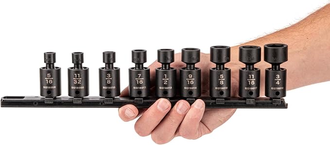 TEKTON 3/8 Inch Drive Universal Joint Impact Socket Set, 9-Piece | SID97100