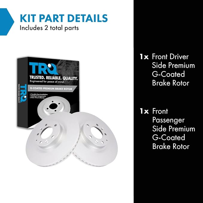 TRQ Front Brake Rotor Set G Coated Vented Compatible with 2007-2015 Mazda CX-9