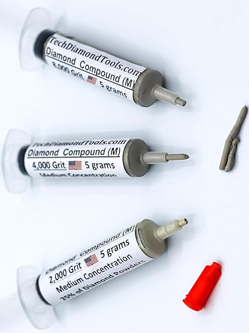 TechDiamondTools Kit of 3 Diamond Polishing Compound Polishing Paste USA Made 2000 4000 8000 Grit for Marble Glass Metal Rock Jewelry Resin Silver Gemstone with 25% of Diamond Powder