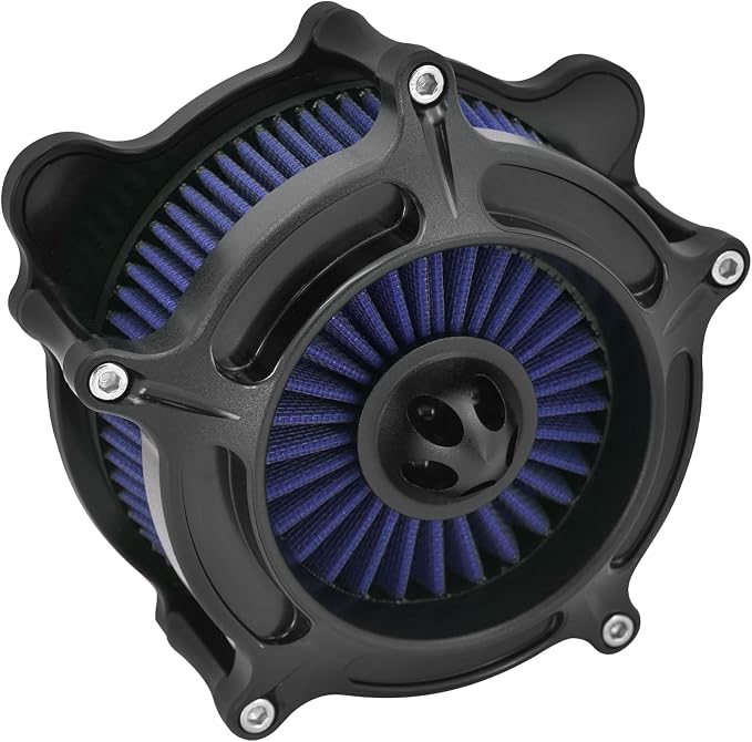 Air Cleaner Filter Aluminum Fit for Harley Touring Road King Street Glide Softail Sportster Dyna (Black Housing Blue Element, B For Touring 00-07,Softail 00-15,Dyna 00-17)