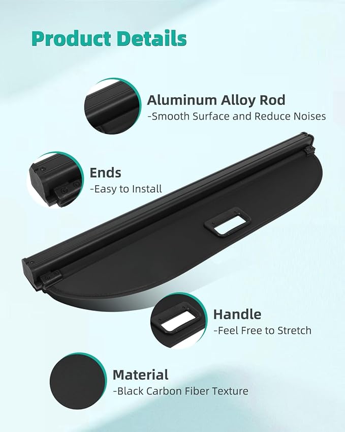 SCITOO Retractable Rear Cargo Cover Shade 2024 Fit for Chevrolet Trax 1.2L Rear Trunk Shielding Shade Cargo Luggage Cover
