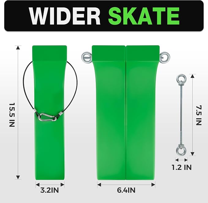 Tire Skates for Tow Truck 4-Pack 16,000lbs Heavy Duty Safety Green | Adjustable 3.2"-6.4" wide, rollback flatbed trailer compatible, 4000lbs per skate, durable plastic,wheel dolly system