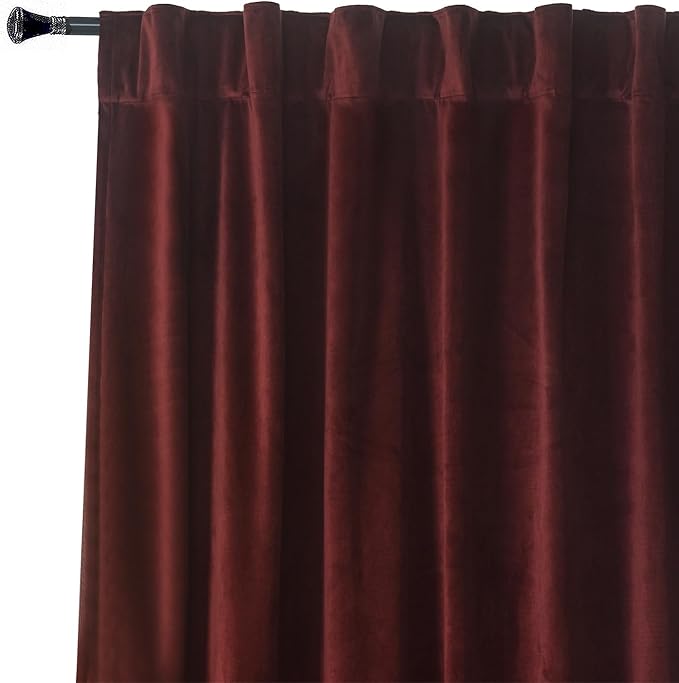 Roslynwood Luxury Soft Ruby Wine Velvet Curtains 90 inches Long Back Tab Thermal Insulated Blackout Window Drapes for Living Room/Bedroom/Dining Room, W52 x L90, 2 Panels