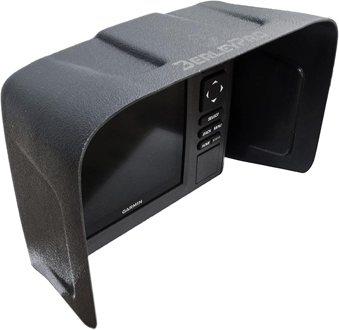 BerleyPro Garmin Fish Finder Visor — Sun Cover & Glare Reduction — Fits Echomap UHD/UHD2/Ultra, GPSMAP, Striker, Echomap Chirp & More — CNC Machined ASA Plastic