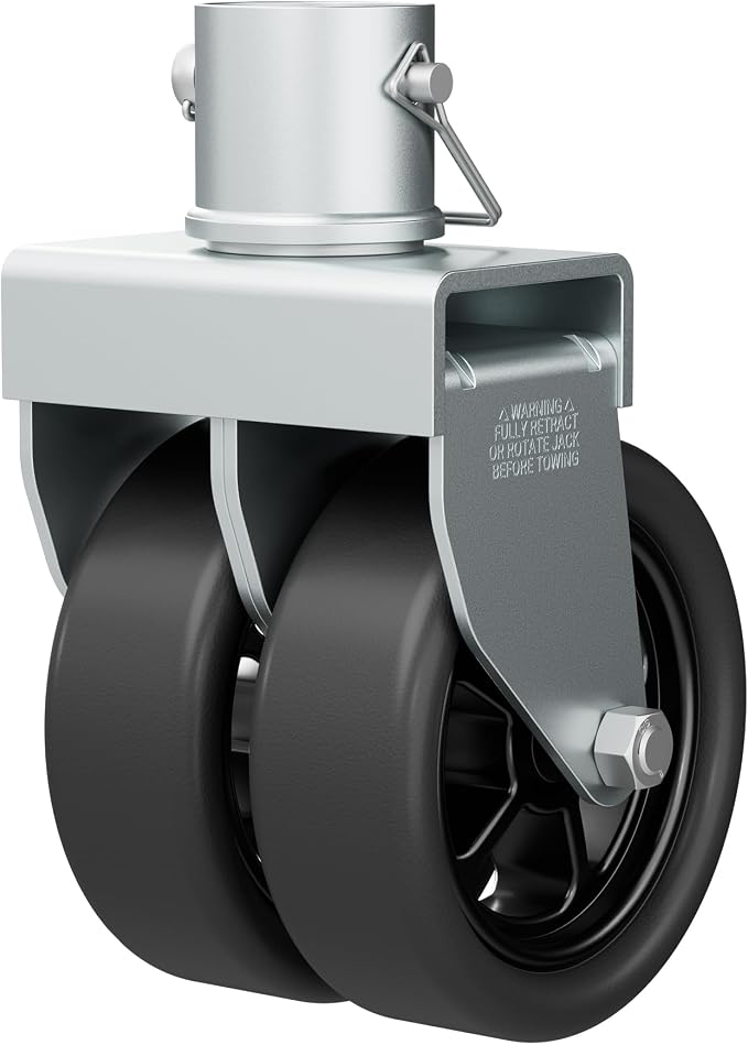 2,500lbs Dual 6" Trailer Jack Swivel Caster with Upgraded Spoked Wheels and Reinforced Bracket, Silver