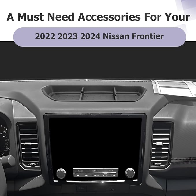 LUWU for 2024 Frontier Dashboard Storage Tray 2022 2023 2024 Frontier S/SV/Pro-X/Pro-4X/SL Behind Screen Organizer Center Console Display Box Dash Tray Frontier 2024(NOF for 2025 Model)