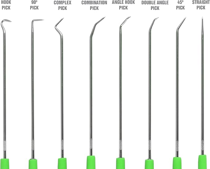 OEMTOOLS 26526 Hook and Pick Set- 8 Piece, Pick Set Mechanic, Hook Tool, Pick Tool, Mechanics Pick Set, Automotive Pick and Hook Set, Pick Tool Set