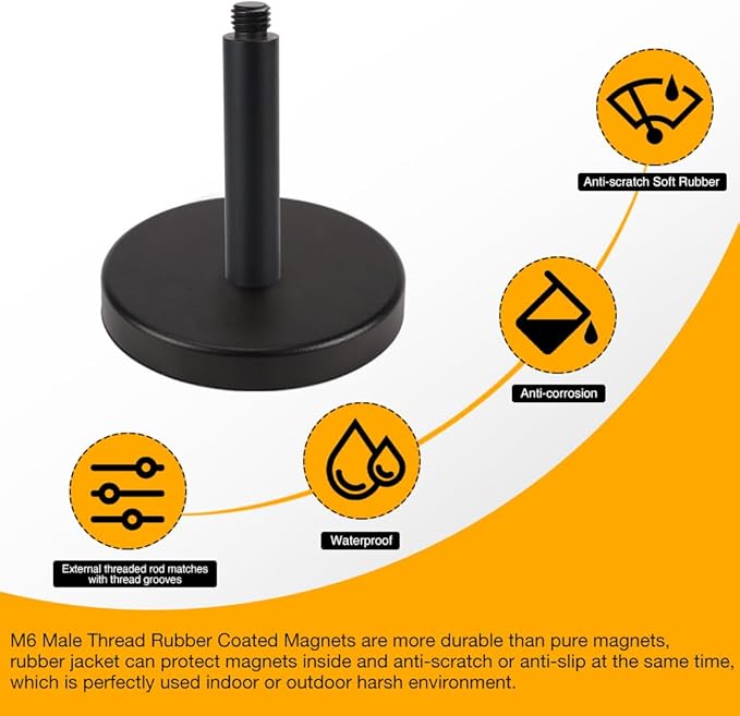 Professional GNSS Antenna Magnetic Mount for Survey Vehicles & Metal Surfaces | 5/8”x11 Thread, 100mm Extension Rod | Heavy-Duty Survey GPS Mount, GNSS Antenna Mag(2PCS)