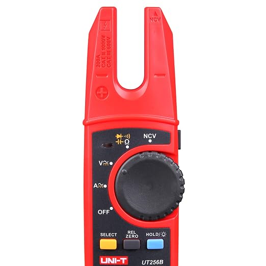UNI-T Electrical Tester UT256B Open Jaw Fork Non-Contact Voltage Meter True RMS 6000 Counts AC DC Current AC DC Voltage Resistance Capacitance Diode Test NCV Relative Mode Continuity Buzzer